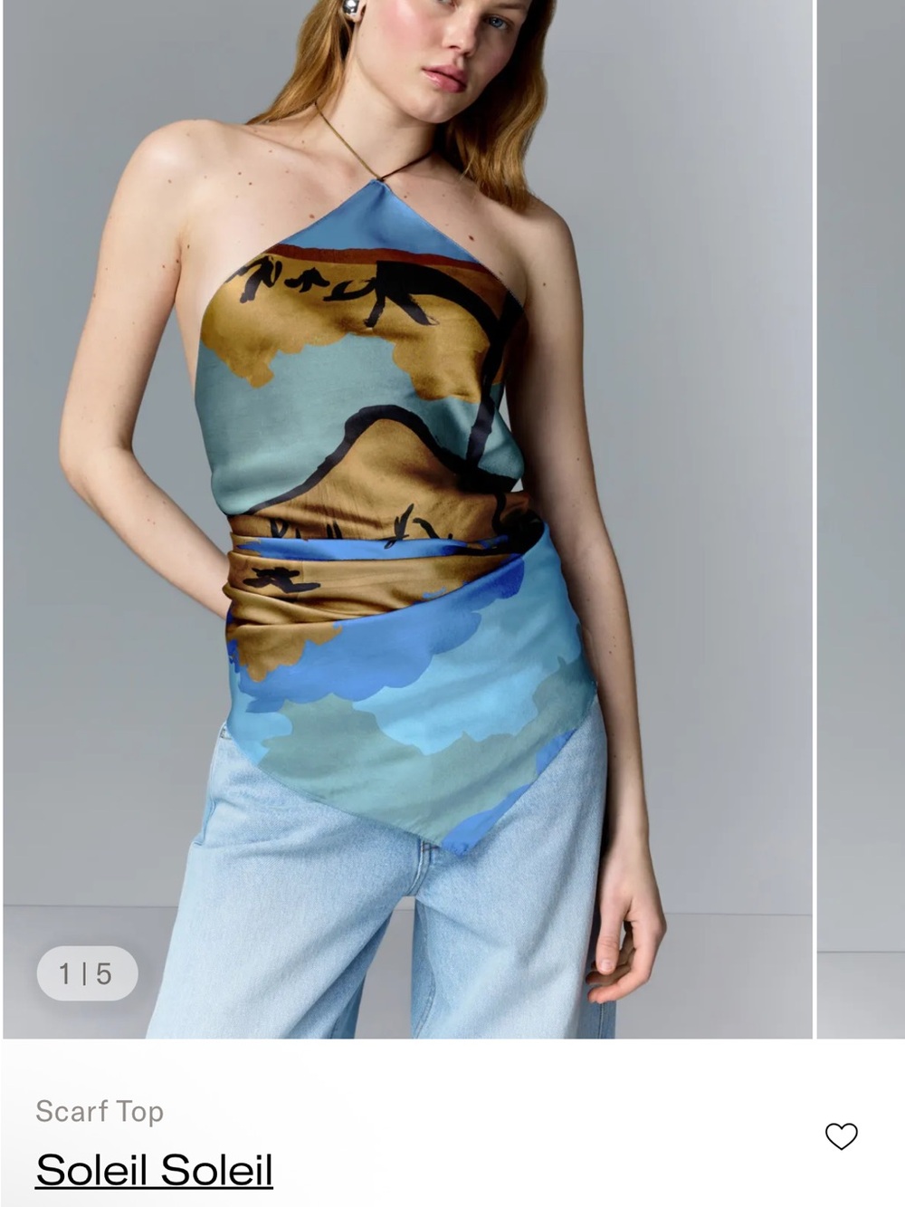 Soleil Soleil 100% Silk Scenic Scarf Top Halter Resort Beachwear MSRP $120